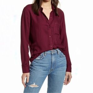 Rails 100% silk merlot button down blouse